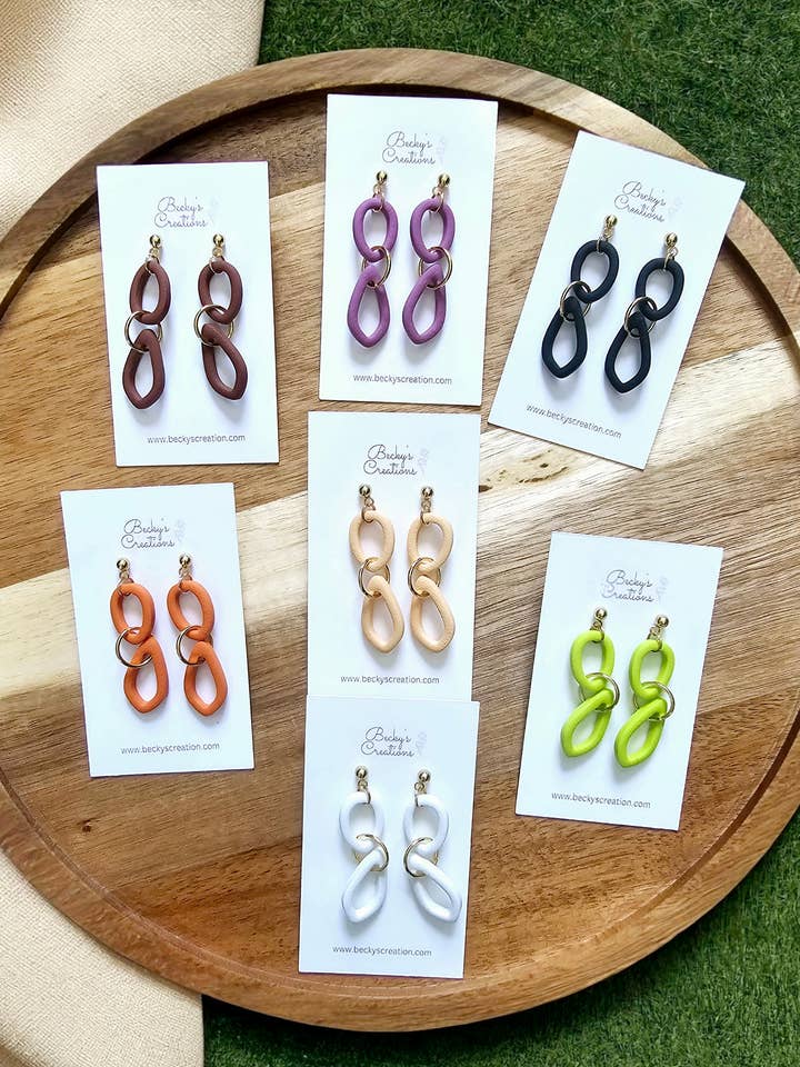 Skinny drop earrings for wholesale by Beckys Creations