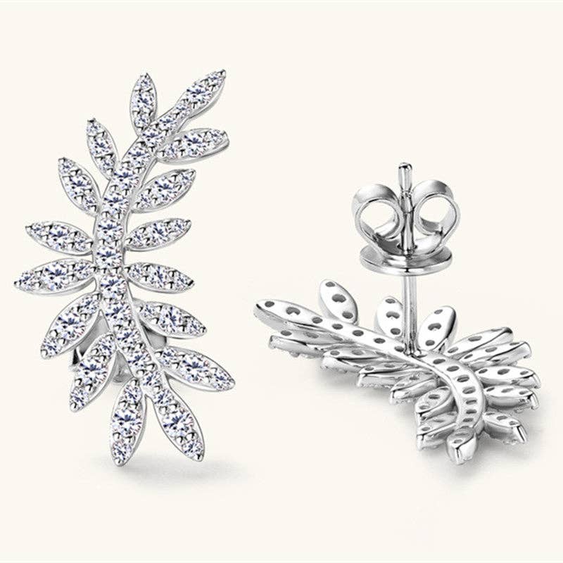 Perimade & Co. LLC - Wholesale Stud/Post Earrings - Moissanite Leaf Wedding Stud Earrings in 925 Sterling Silver3