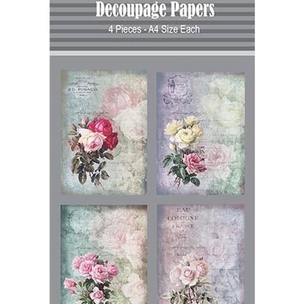 CrafTreat - Wholesale Craft Supplies - CrafTreat Roses Decoupage Paper A4