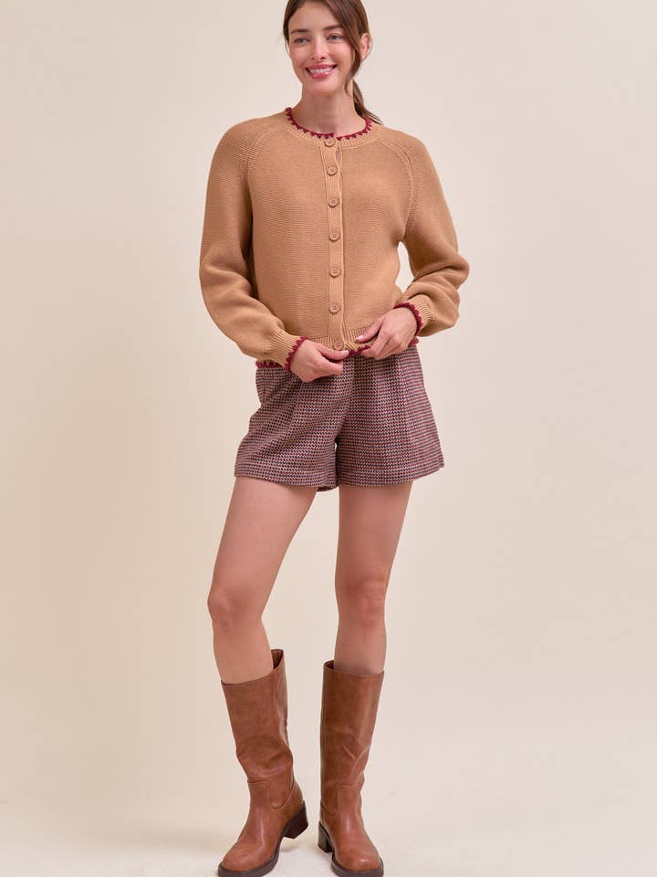 &MERCI - Wholesale Cardigan - Women's - SWEATER CARDIGAN WITH CONTRAST STITCH MSW1108434