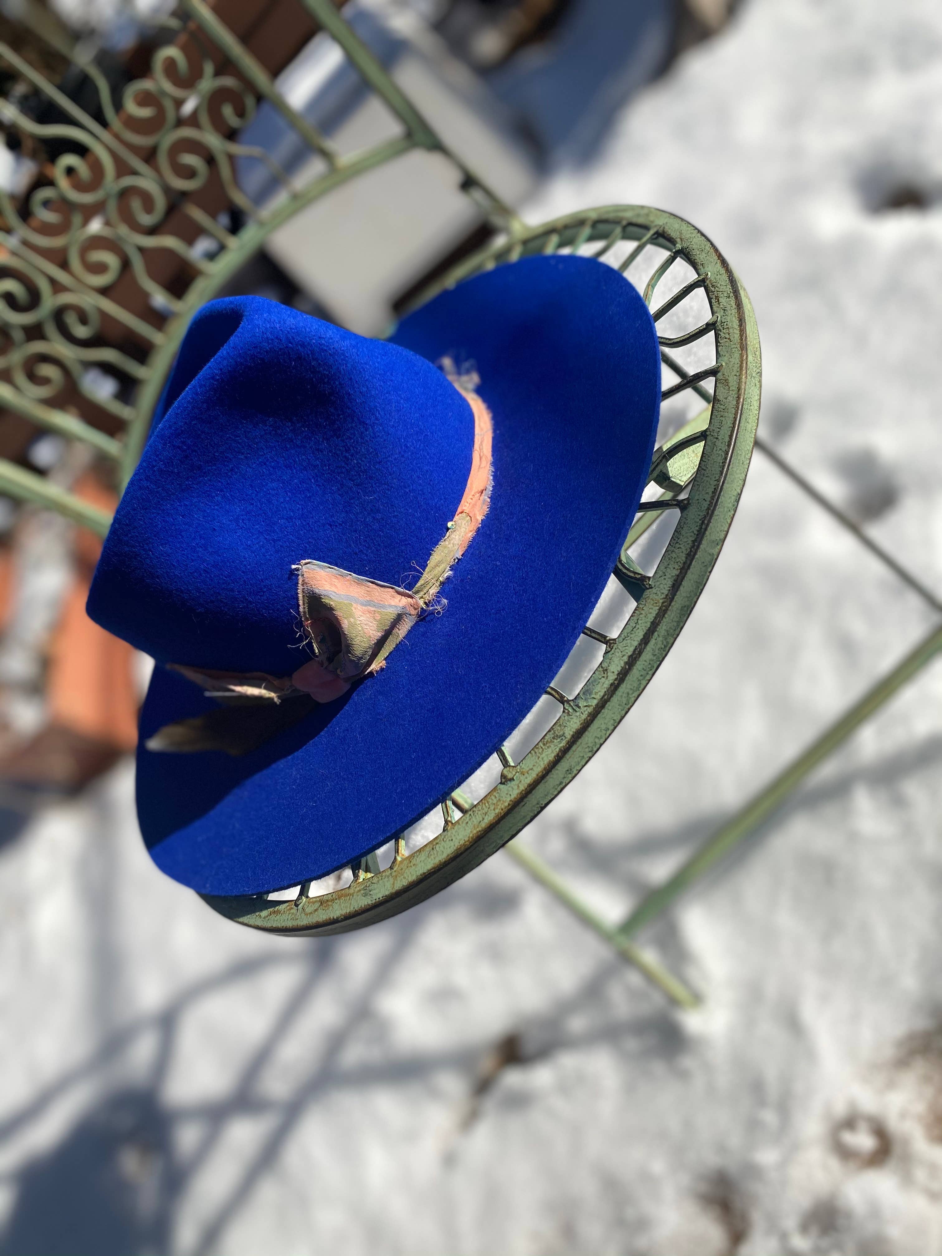 ByVlada - Vendita all'ingrosso Fedora - Donna - Jasper Fedora Blu Reale da Donna in Feltro di Pelo di Coniglio2