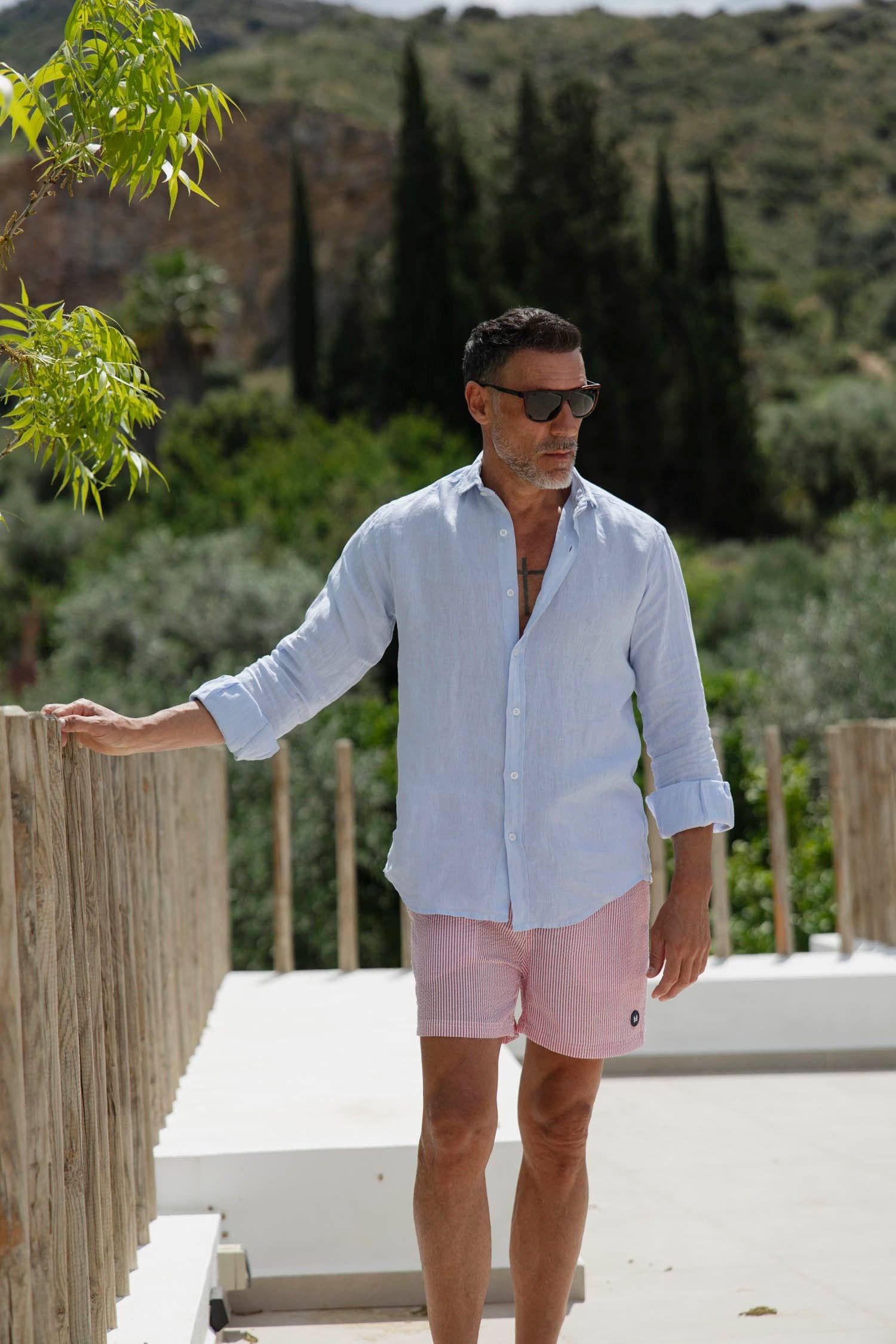 Custi Mikelo: Men's Clothing & Christmas Gifts - Wholesale Swim Shorts - Men's - Red Seersucker Swimsuit2