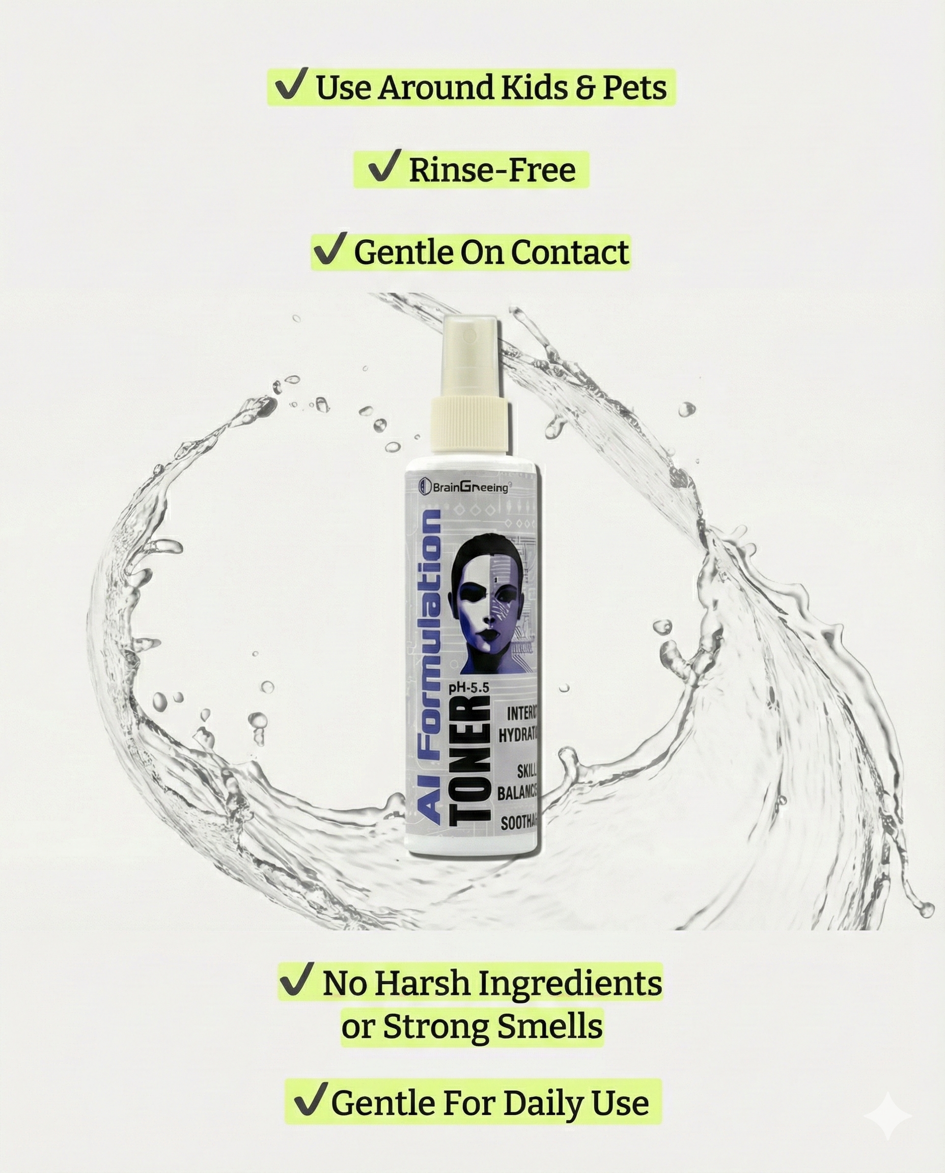 OrbitEnviro HOCl Cleaners - Wholesale Facial Toner - Ai Formulation Hypochlorous Acid Skin Toner pH 5.52