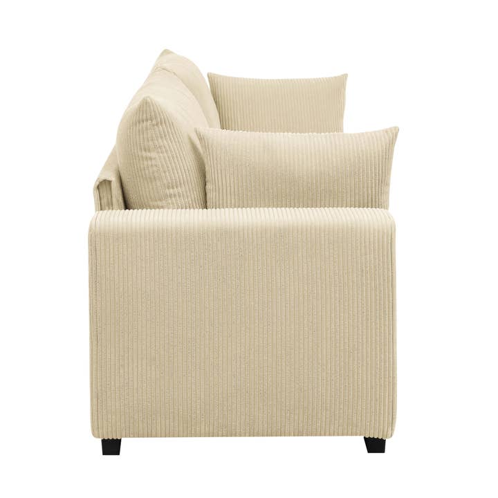 HOMYCASA DESIGN INC - Wholesale Sofa - Coastal Haven Corduroy Sofa with Deep Cushions Neutral Color10