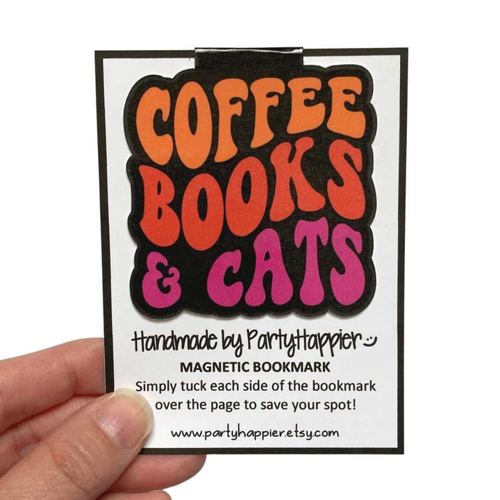 Marque-page magnétique Café Livres et Chats pour la vente par PartyHappier