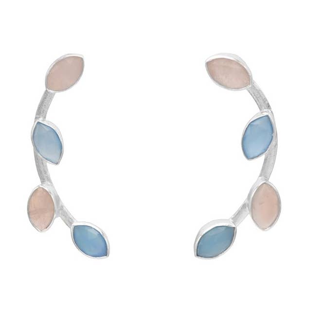 Aura Silver Rose Quartz and Blue Earrings for wholesale by ACUS