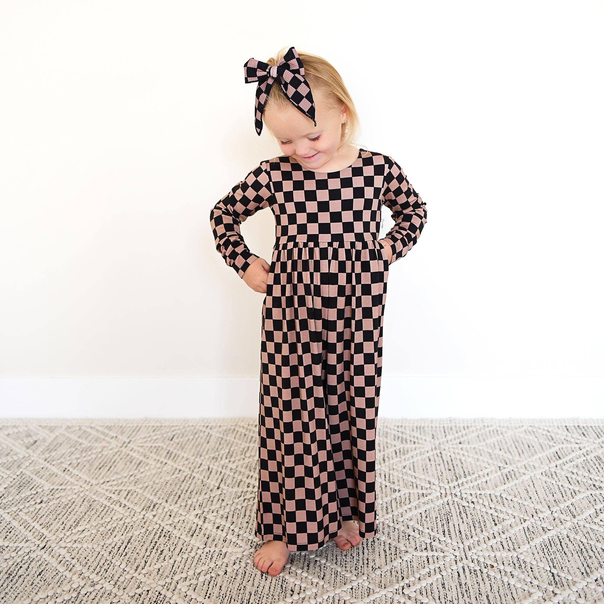 Gigi and Max - Wholesale Jumpsuit - Baby - Bentley WIDE LEG ROMPER Bamboo Checks Kids Clothing Outfit3