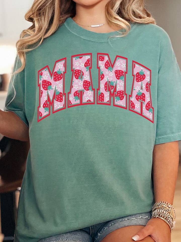 Wholesale Accessory Market - Wholesale Screen Printed T-Shirt - Women's - Strawberry Fields Mama Comfort Colors Adult Cotton Tee