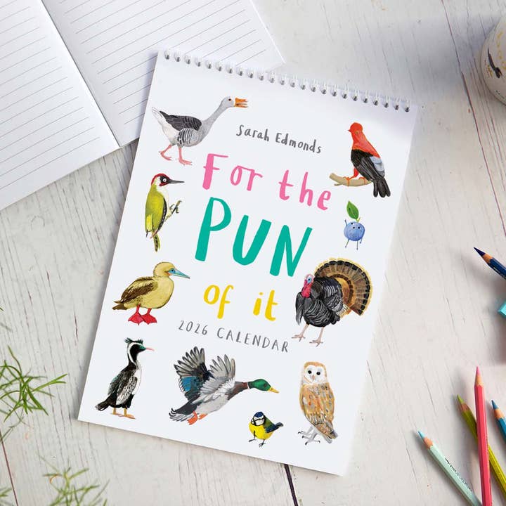 Sarah Edmonds Illustration - Wholesale Calendar - 2026 'For The Pun Of It' Cheeky Wall Calendar2