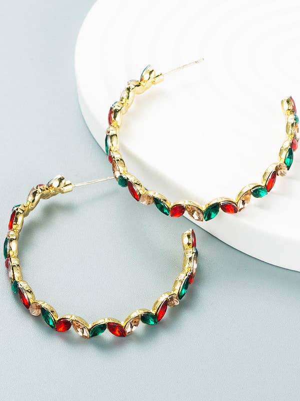 Rhinestone Hoepeloorbellen E5292 voor wholesale door Ole