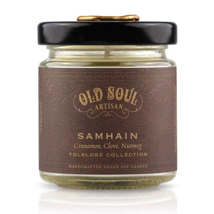 Old Soul Artisan - Venta al por mayor Velas en tarros - Vela de soja Samhain de 4 onzas, regalo inspirado en el folclore de Halloween