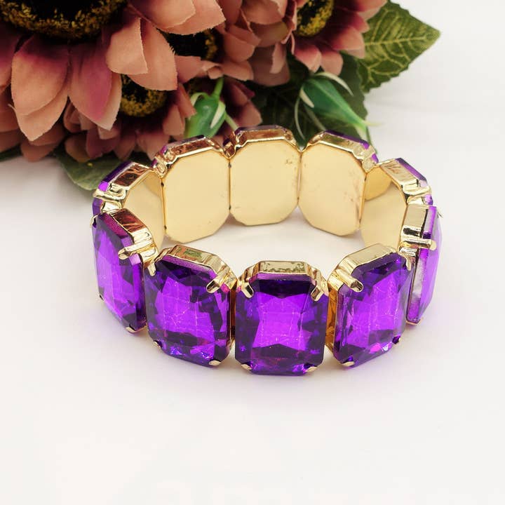 Daemon srls - Wholesale Bangle Bracelet - MARGOT LUXE - Bracciale elasticizzato con pietre sfaccettate -luce colection7