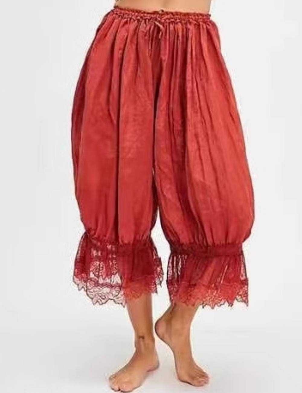 Sweetkama - Vente Pantalon – femme - Pantalon lanterne à taille élastique avec cordon en dentelle pour femmes13