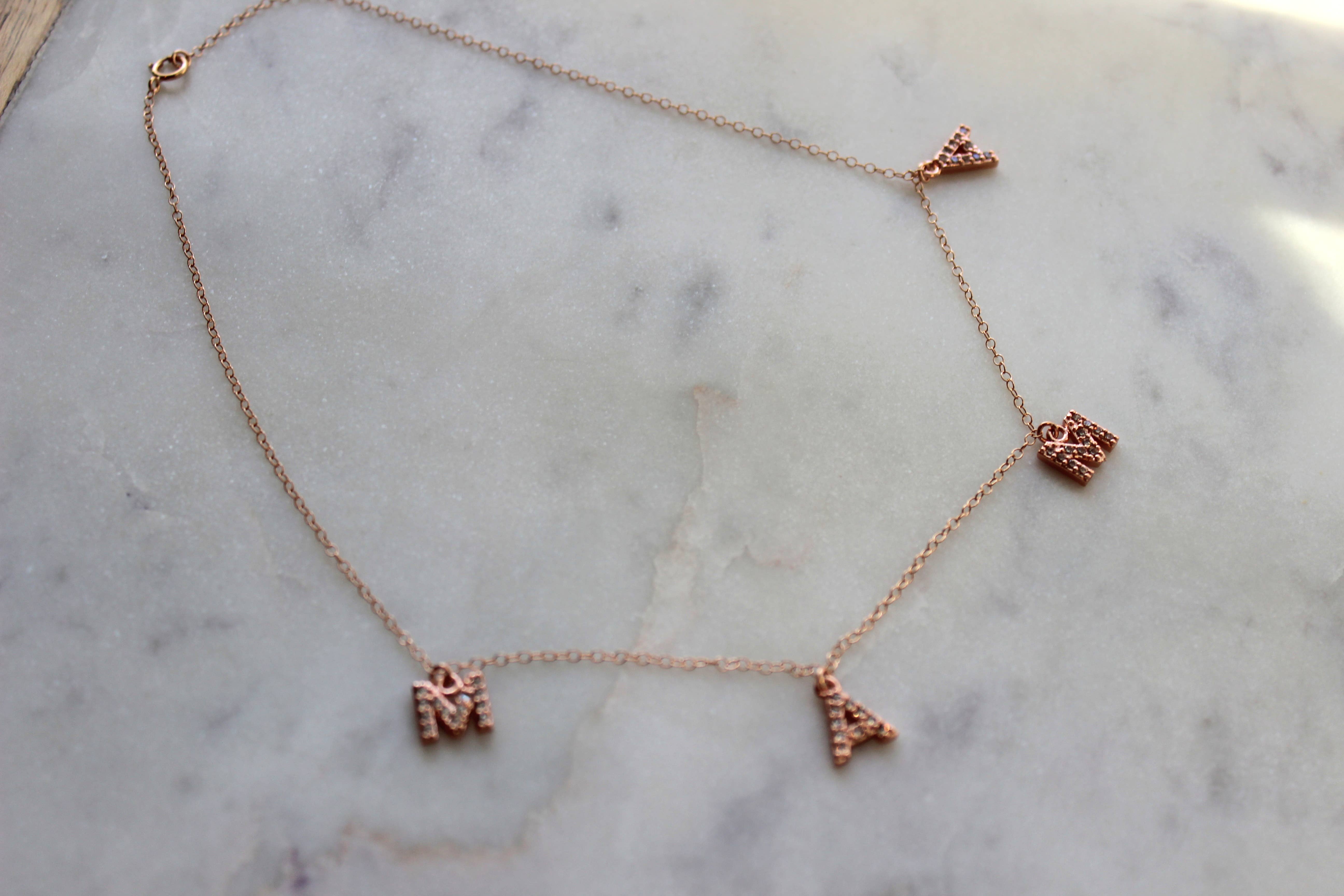Laalee Jewelry - Wholesale Pendant/Charm Necklace - Rose Gold MAMA Necklace, Initial Jewelry, Mothers Day Gift1