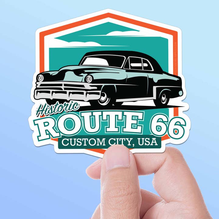 Sentinel Supply - Wholesale Sticker - Custom Route 66 Stickers - Name Drop Vintage Car Decals