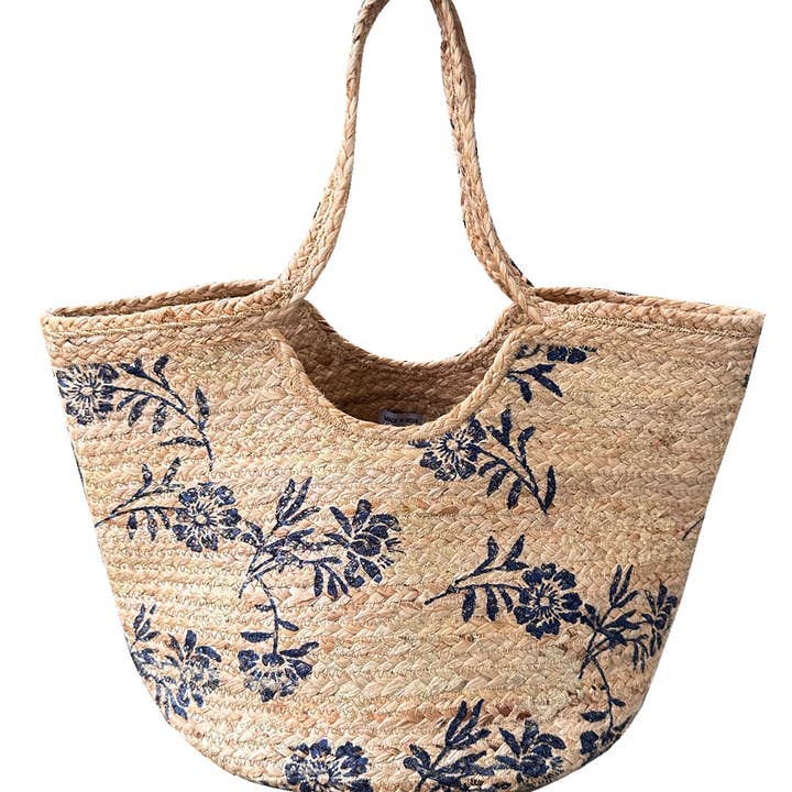 Ladies Floral Themed Jute Tote Bag for wholesale by Nima Accessories Inc