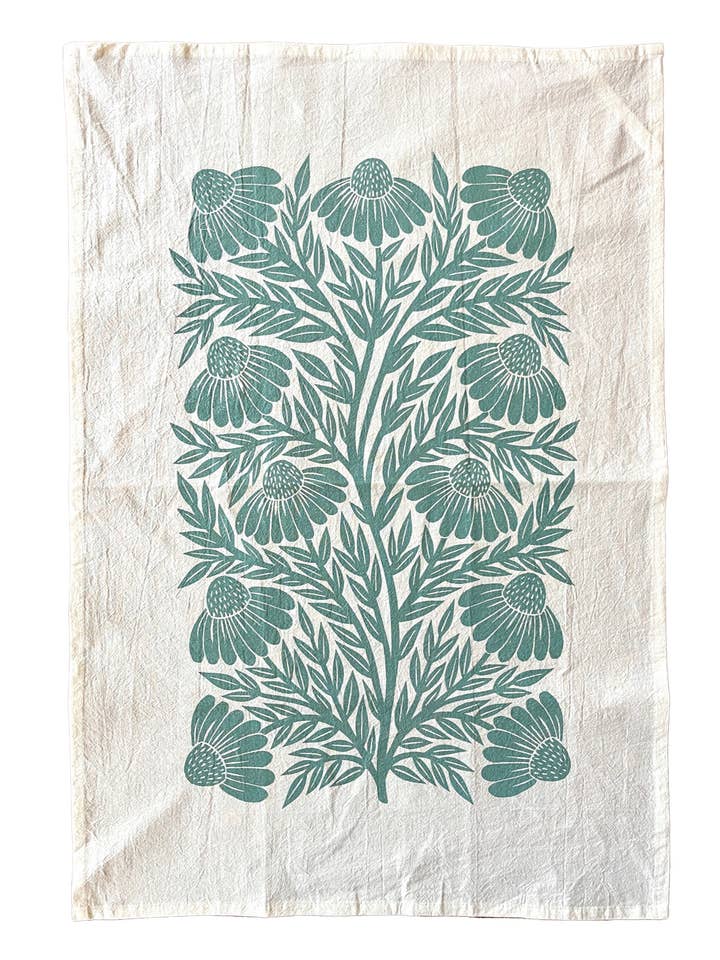 Echinacea Tea Towel for wholesale by Katharine Watson