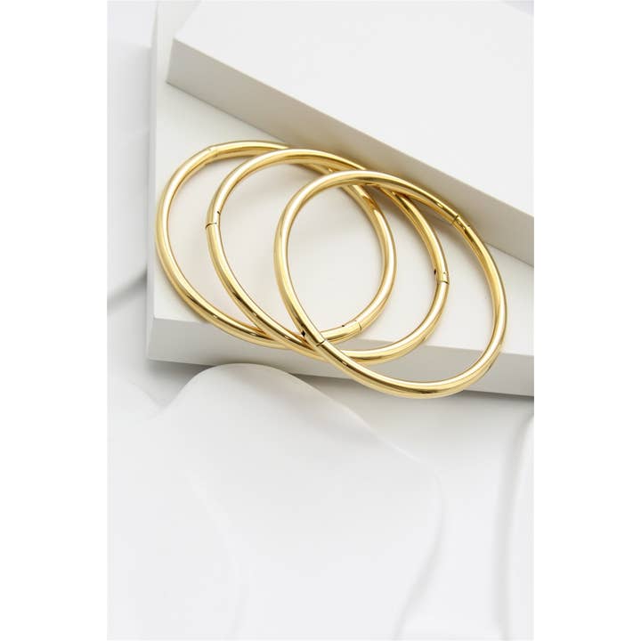 BELLISSIMA BIJOUX - Wholesale Bangle Bracelet - Openable Bangle Bracelet in Gold Stainless Steel – Elegance3