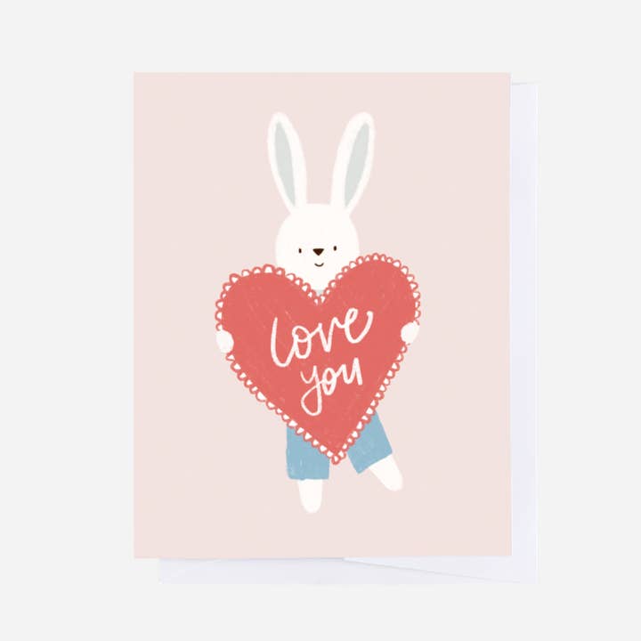 The Blueberry Hill - Vendita all'ingrosso Biglietti per San Valentino - Biglietto di auguri Love You Bunny Note, regalo di San Valentino a forma di cuore