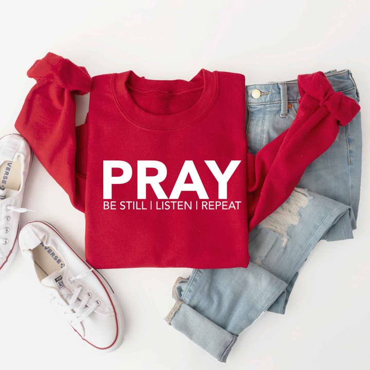 Pray Be Still | Sweatshirt for wholesale by Uplifting Threads Co Wholesale