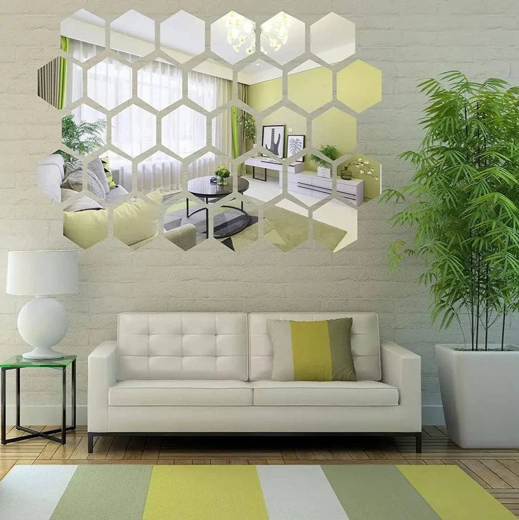 BRECK + FOX - Wholesale Wall Mirror - Hexagon Mirror Wall Sticker 12-Piece Set2