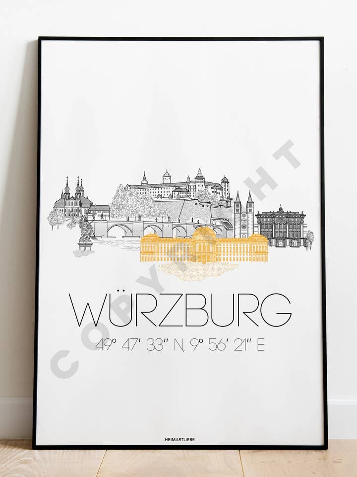 TRYCK - WÜRZBURG SKYLINE för wholesale av HEIMARTLIEBE®