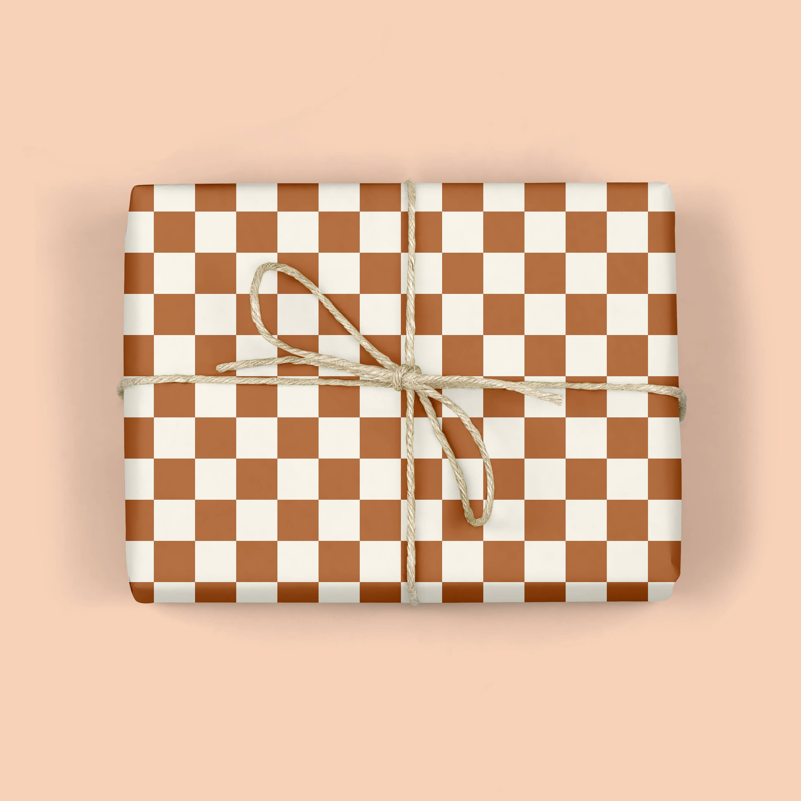 MELLOWWORKS - Wholesale Wrapping Paper Roll - BROWN CHECKERBOARD Gift Wrap (ROLL)