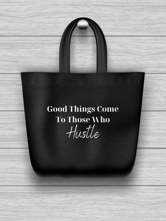 Hustler Black Tote Bag for wholesale by LYFE OF PURPOSE