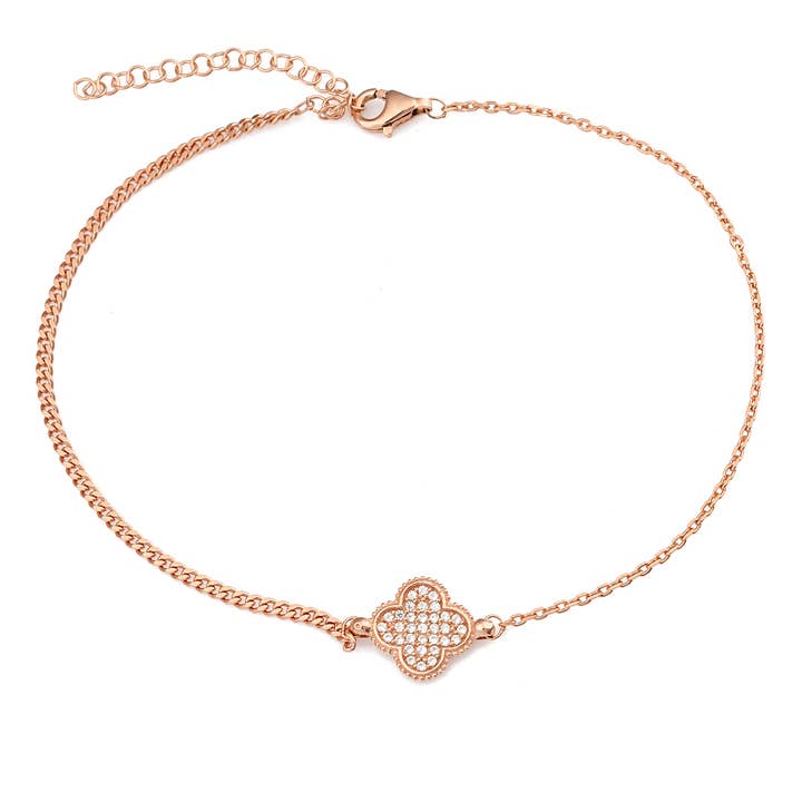 Stylish Jewelry Anklet 925 Sterling Silver with Zircon Stone for wholesale by Azuris Silver