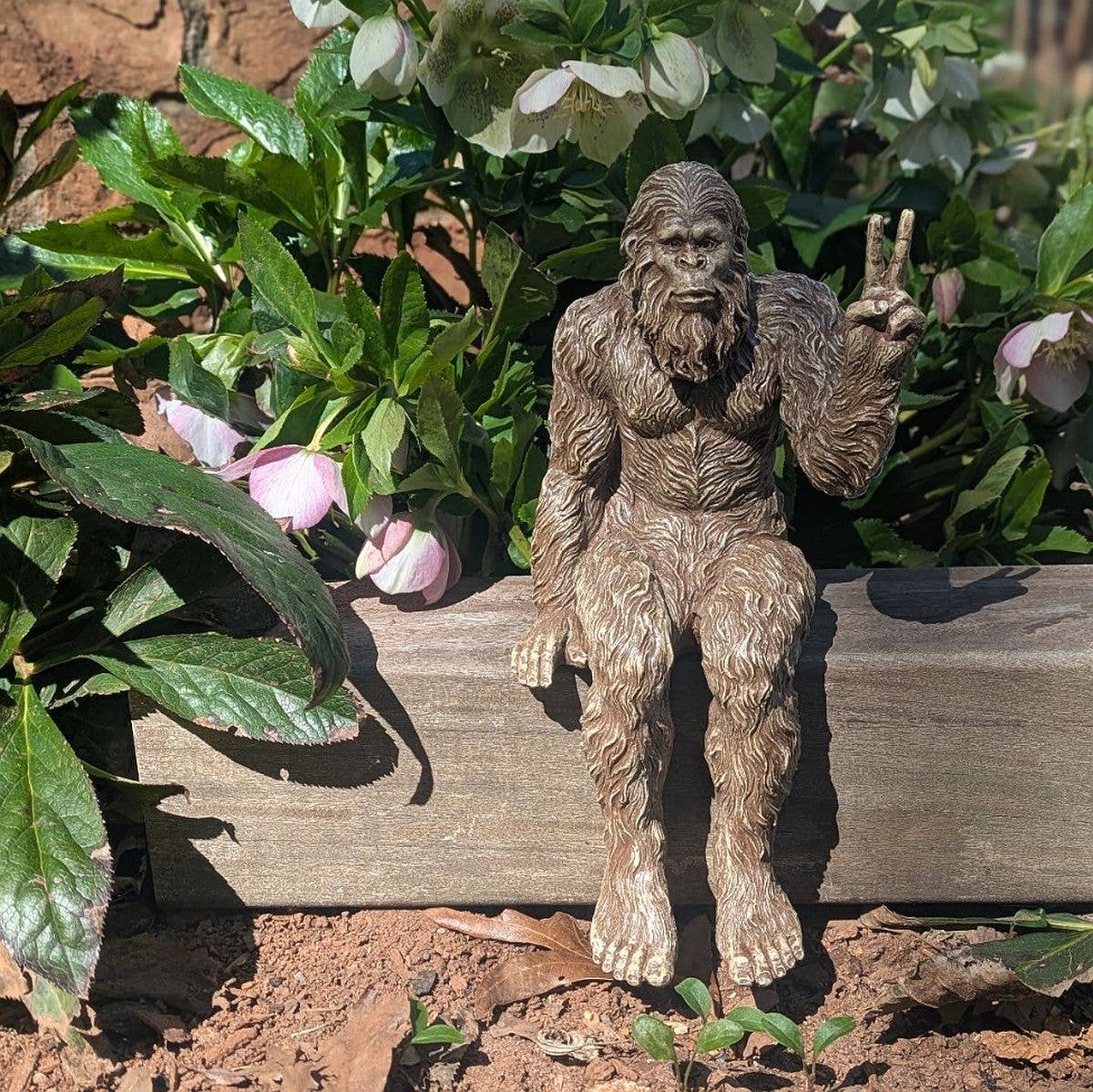 John Bernard & Company - Wholesale Decorative Figurine - Bigfoot Peace Sign Sasquatch Statue 10 inch H Shelf Sitter9