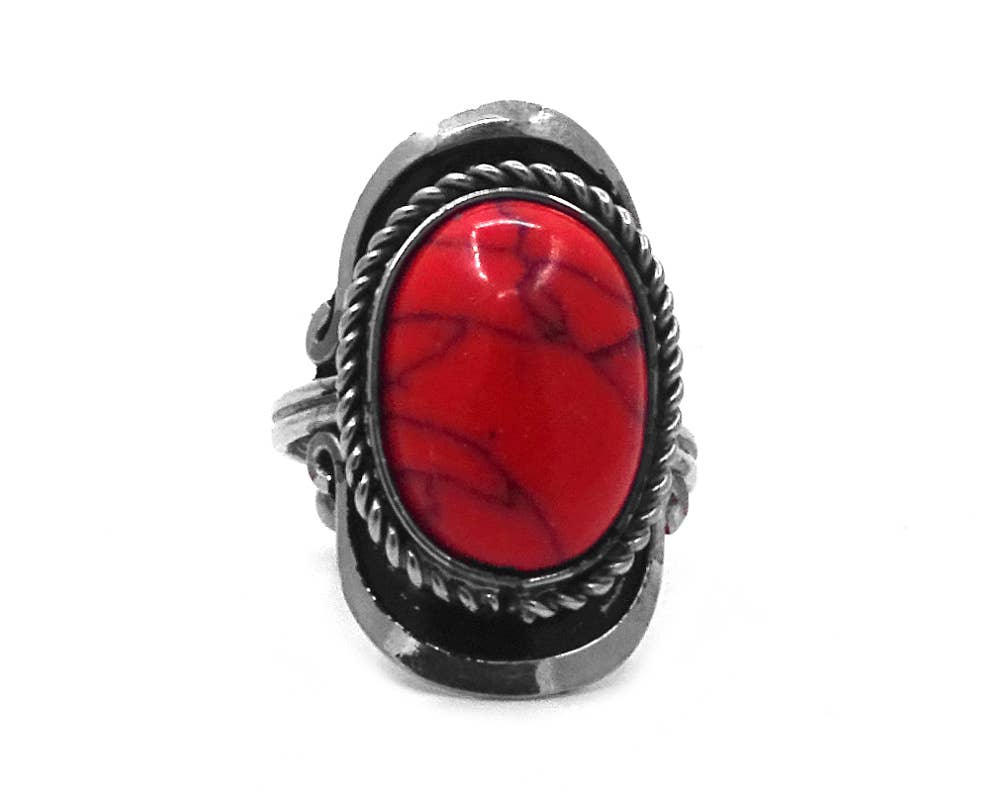 Pichincha - Wholesale Cocktail/Statement Ring - Semi Precious Stone Assorted Shape Adjustable Metal Ring6
