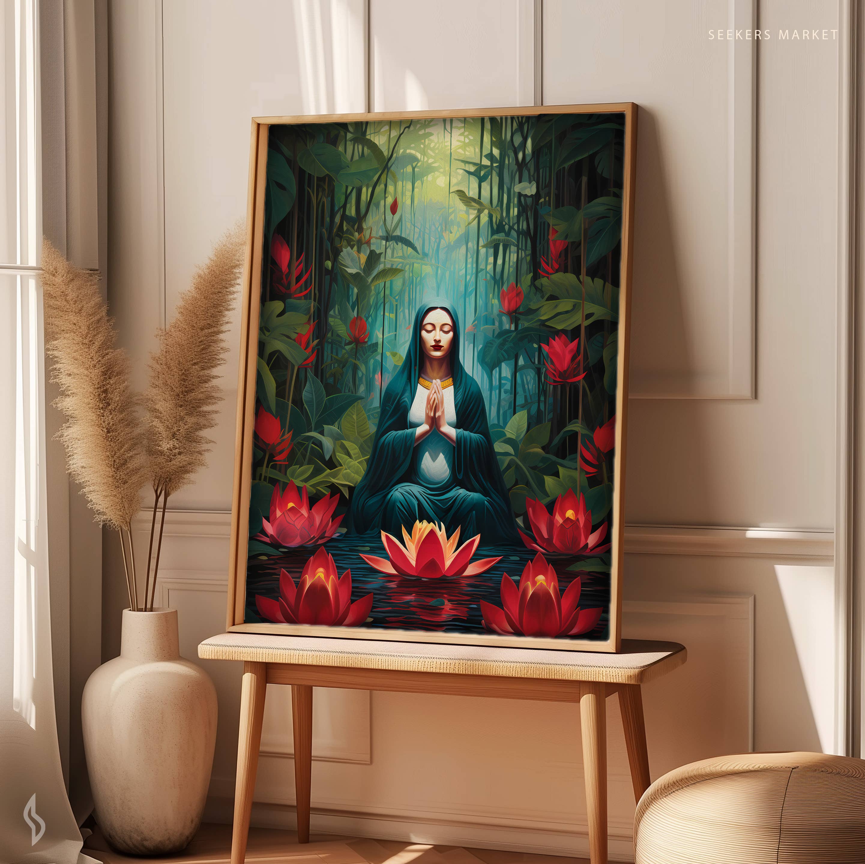 Spiritual Art Supply - Wholesale Art Print - Mary Mother of Jesus Rosary Art Poster, P-RCVM3 Art Print3