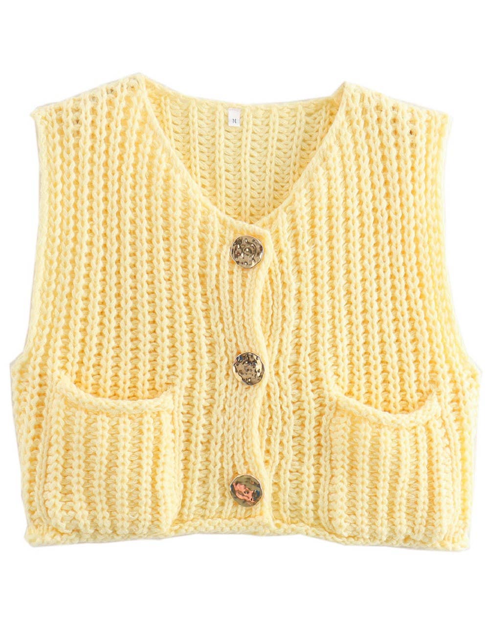 Sweetkama – Engroshandel Strikvest/slipover – Kvinder – Sweetkama damevest med rund hals i ensfarvet strækstof, kort model39