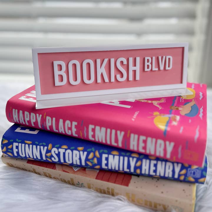 The Bookish Bird Co. - Wholesale Sign - Bookish Blvd Acrylic Shelf Sign w/ Stand 1