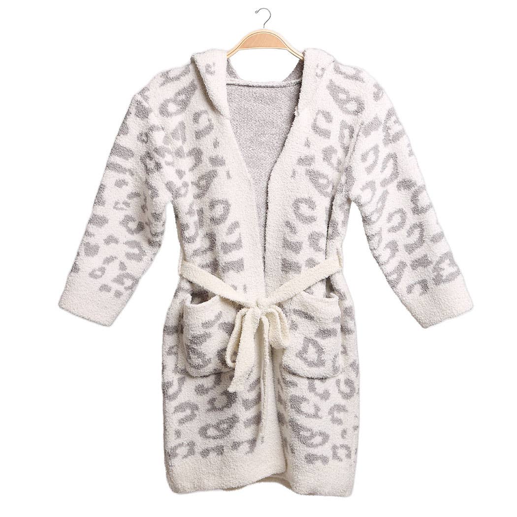Fashion City - Vente Peignoir – enfant - Peignoir à capuche doux de luxe imprimé léopard pour enfant7