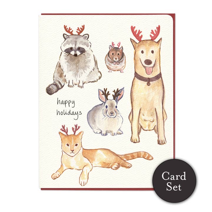 Gotamago - Wholesale Season's Greetings Card - Holiday Antlers Card - Set of 6