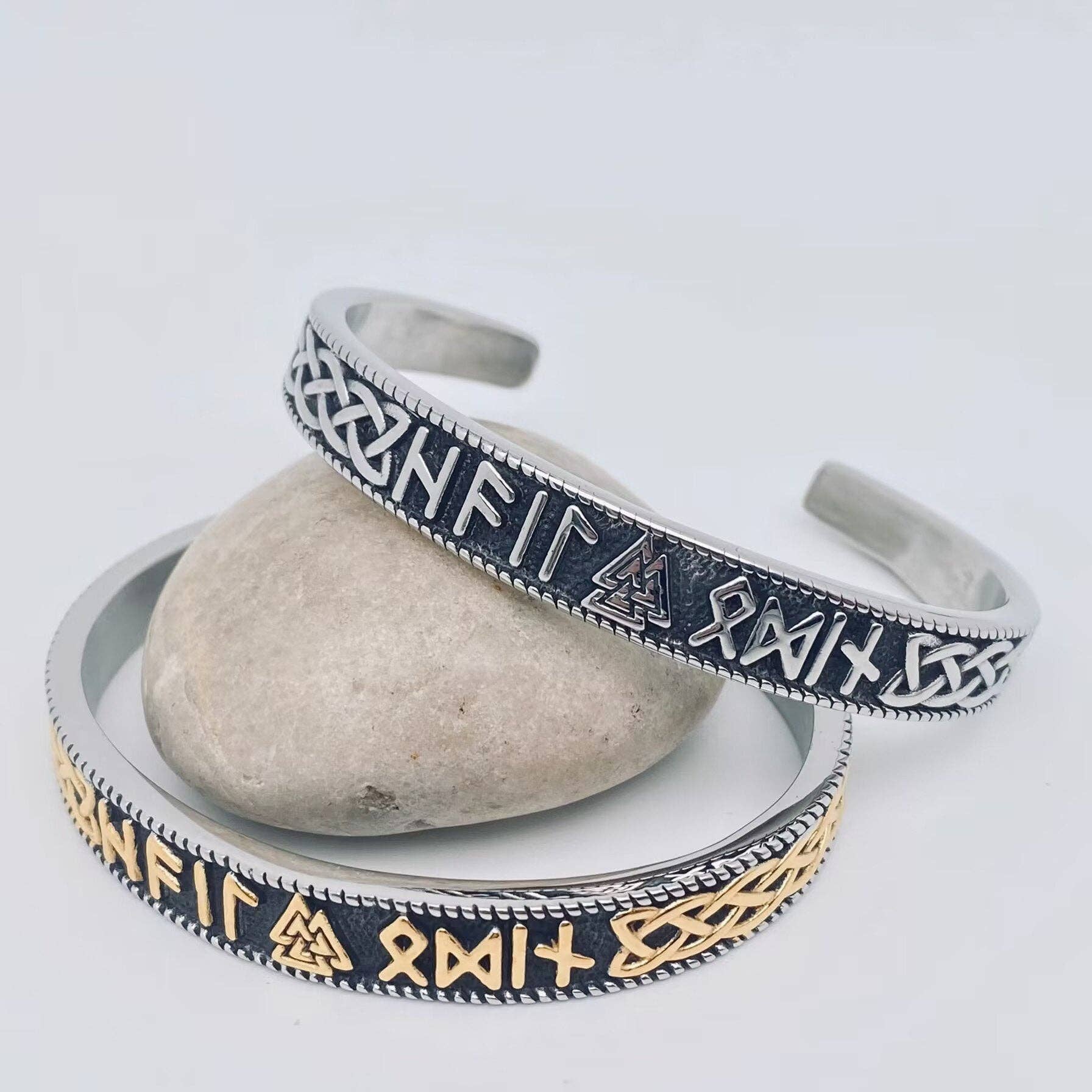 Mio Queena – wholesale Cuff bracelet – Viking Rune Valknut Celtic knot Stainless Steel Bangle-MJ/BC3