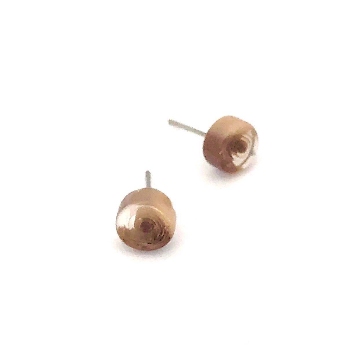 Leetie Lovendale - Wholesale Stud/Post Earrings - Cinnamon Beige Stripe Cane Slice Stud Earrings1
