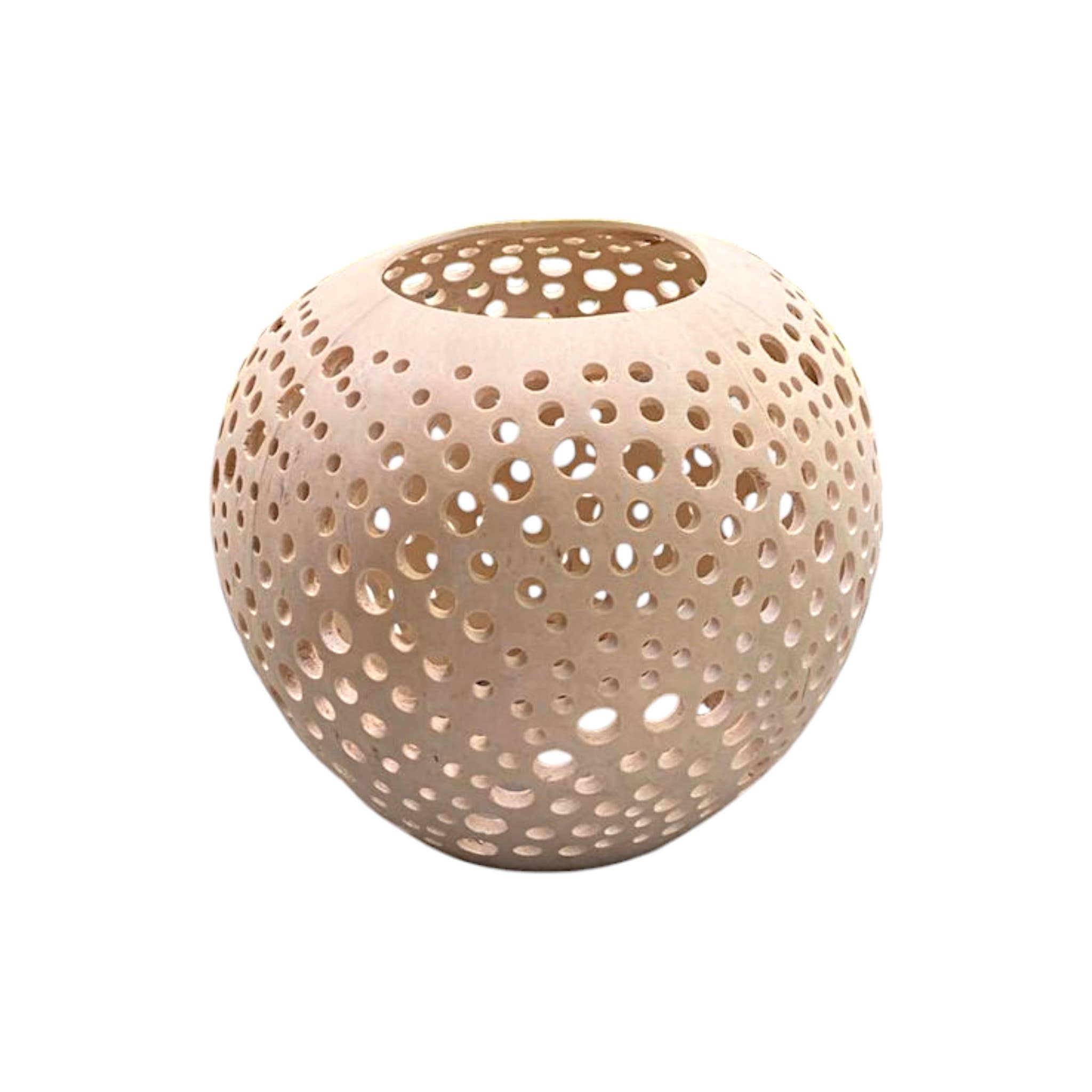 The Artisan and Company - Wholesale Candle Holder - Natural Carved Coconut Tealight Candle Holder0