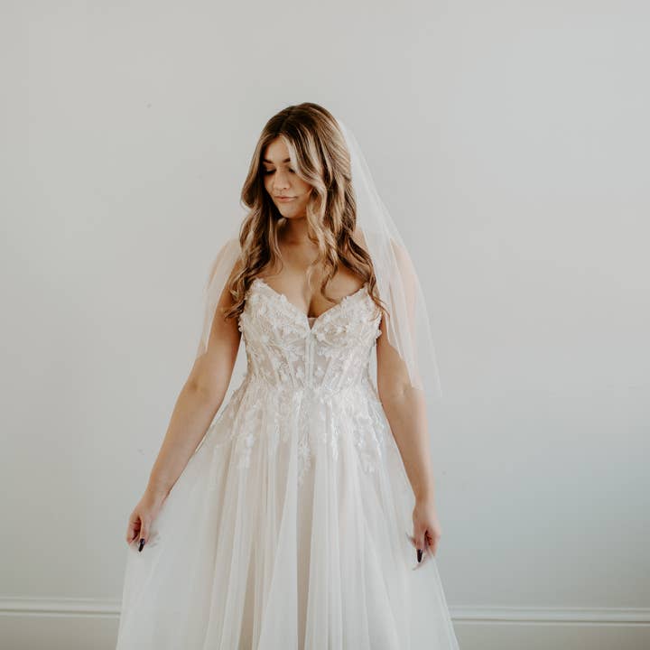 Ruffled Rose Veils - Wholesale Veil - Women's - Soft Waist Length Veil (30 Inches)2