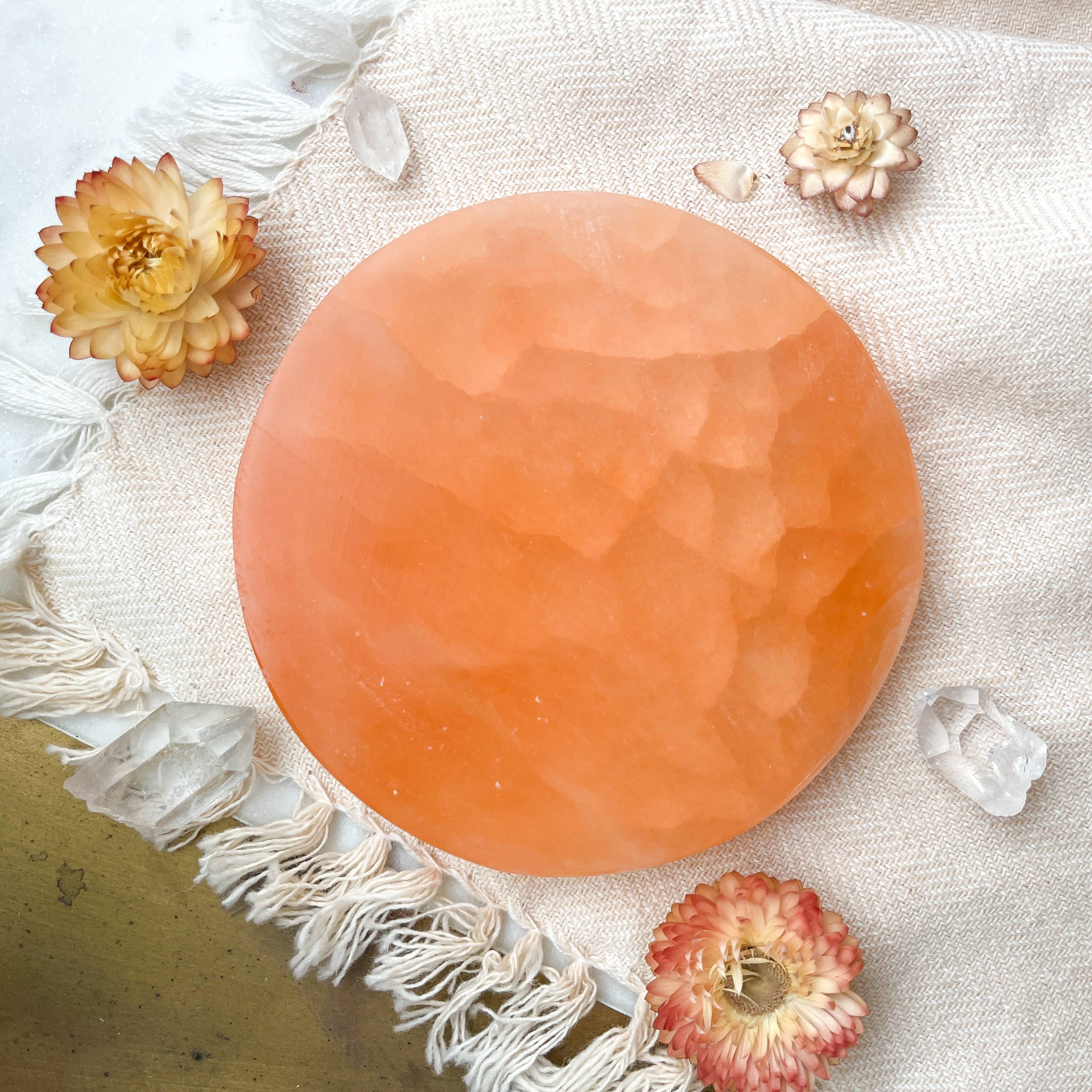 Fractalista Designs - Wholesale Crystal Charging Plate - BLANK Peach Selenite Crystal Charging Plate Gifts for Women