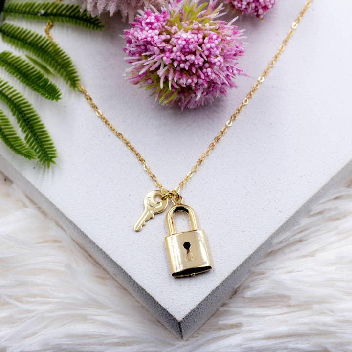 Padlock and Key Pendant Necklace for wholesale by Cherie by Cherie