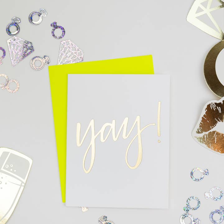 Chez Gagné - Wholesale Congratulations Card - Yay! - Congrats | Friendship | Wedding - Gold Foil Card2
