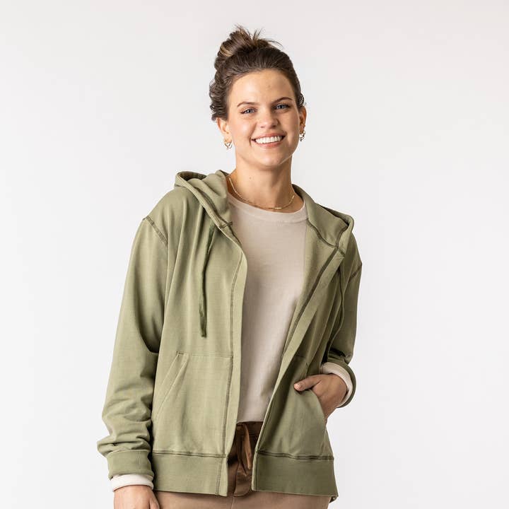 Organic Cotton - Hooded Cardigan for wholesale by Maggie's Organics