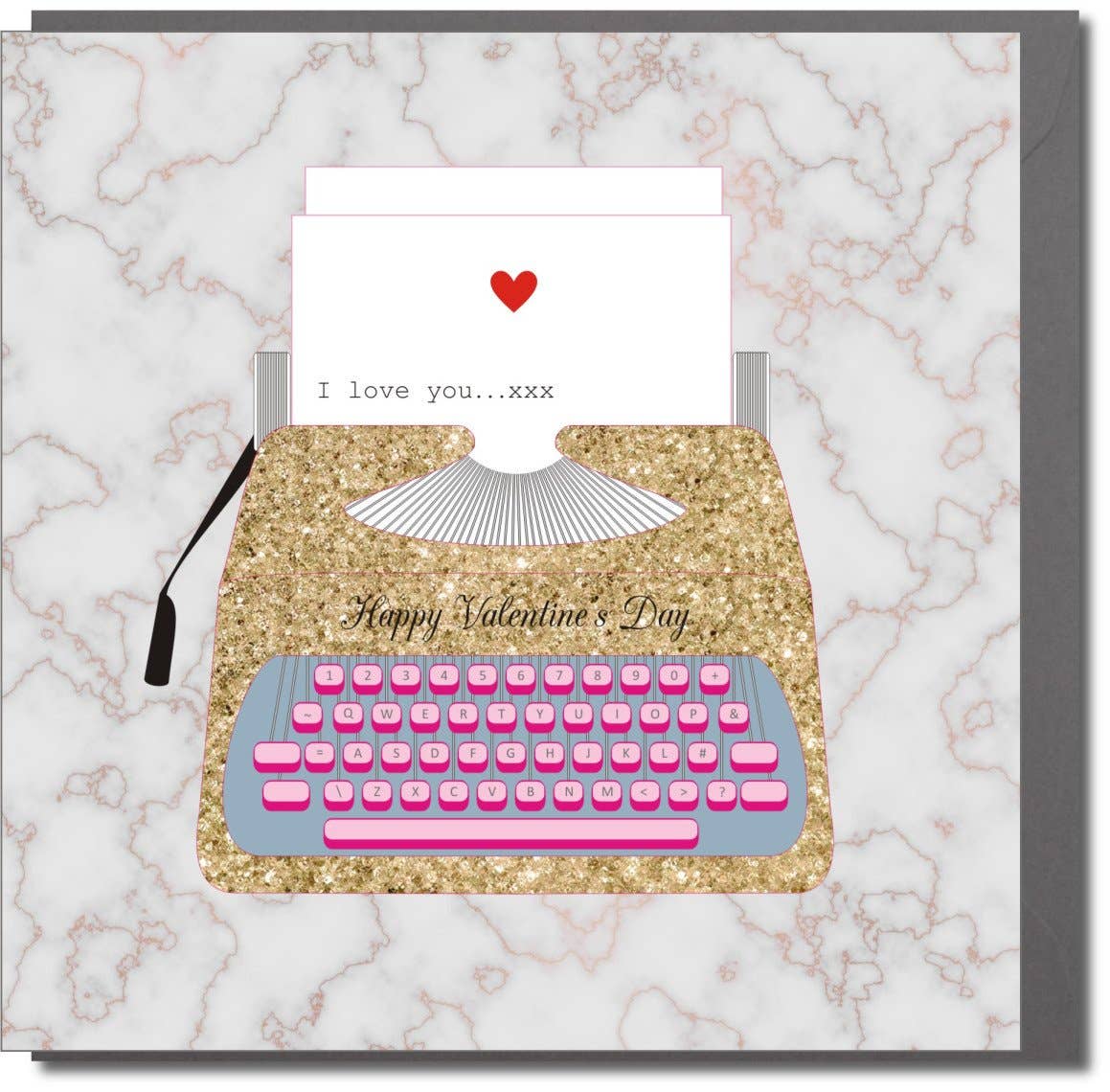 Claire Giles Ltd – wholesale Valentine's Day card – Valentine's Day Card, Typewriter, I love you2