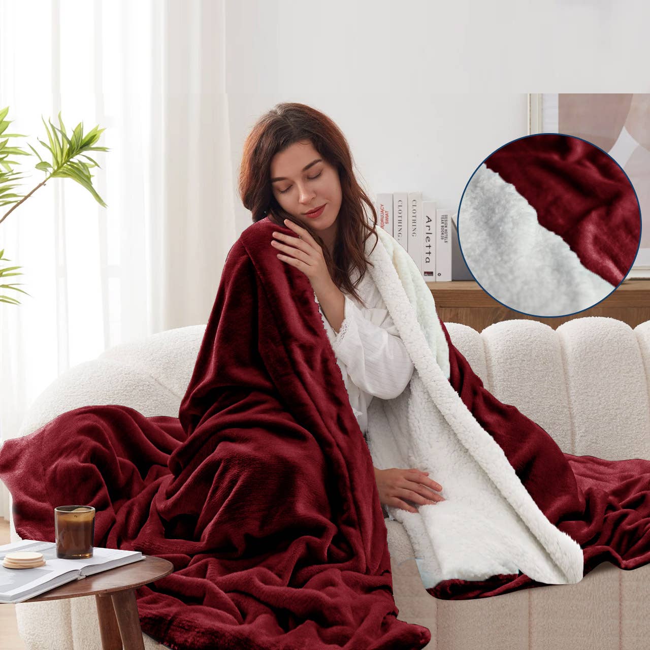 Cottonpassion_US – Engroshandel Sengetæppe – Vendbar Sherpa Fleece tæppe Warm Throw Twin Full/Queen18