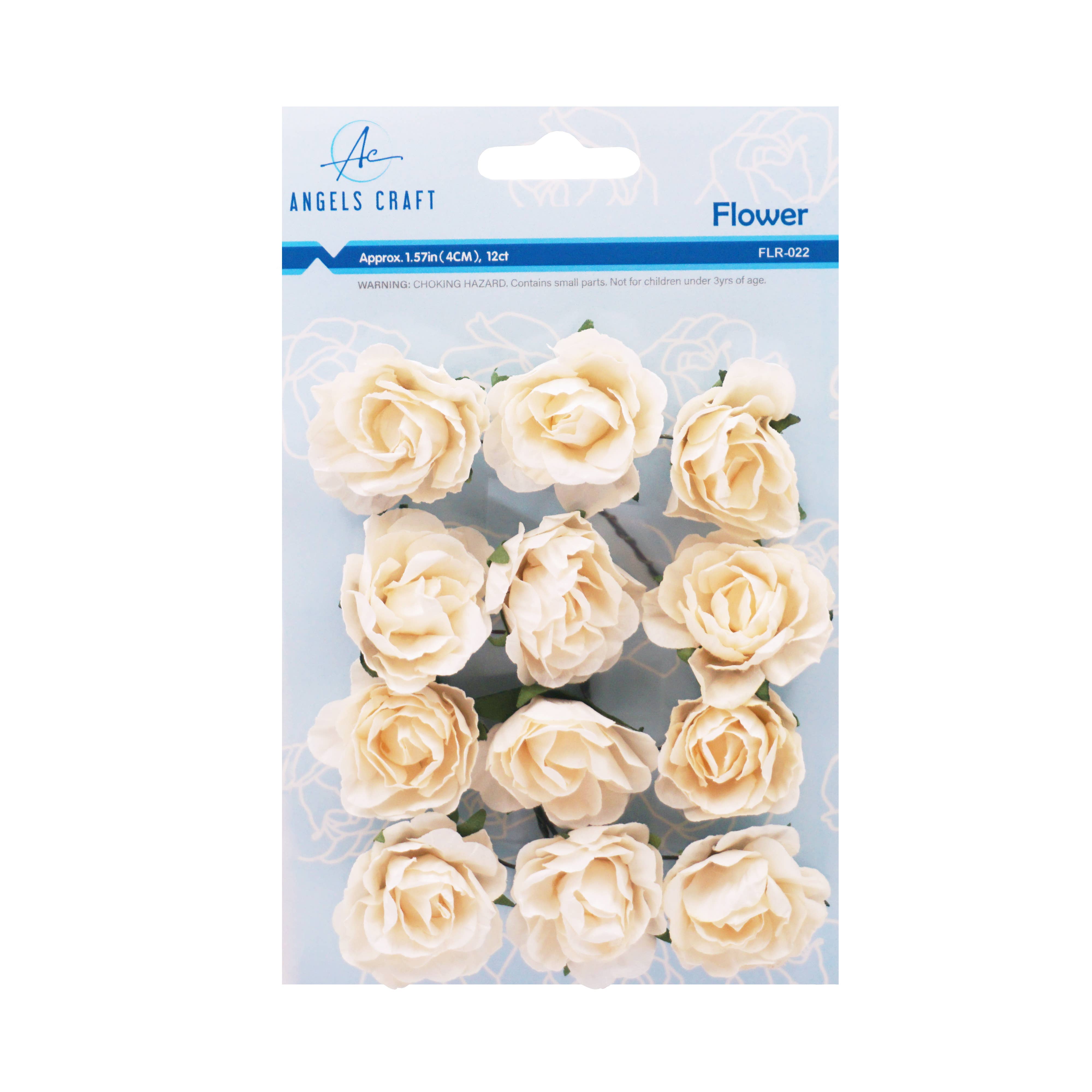 Angels Craft - Wholesale Artificial Flowers - Paper Flowers (Roses) with wire, 12-ct 1.57"2