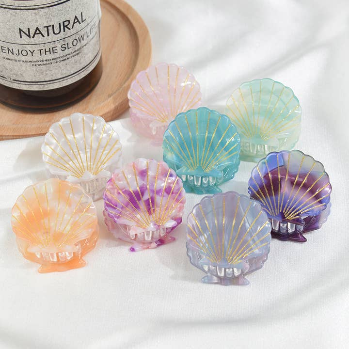 TheDivaSoap - Wholesale Hair Clip - Women's - 1.61'' Acetate Small Scallop Shape Claw Clip, Eco-Friendly