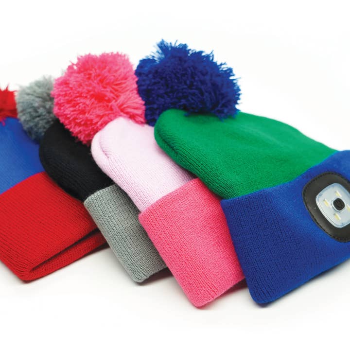 DM Merchandising - Wholesale Beanie - Kids - Night Scope Kid's Rechargeable Led Pom Hat Open Stock