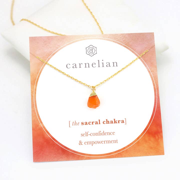 Raw Carnelian Crystal Sacral Chakra Necklace Summer Jewelry for wholesale by Delezhen